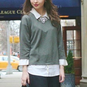 ANN TAYLOR LAYERED COLLAR BLOUSE SMALL